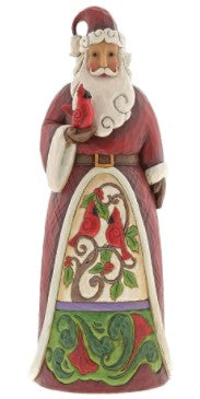 Jim Shore Heartwood Creek Collection Stone Resin Santa with Cardinals Statue Figurine